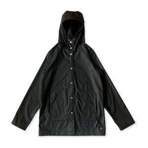 Herschel Supply Co Rain Jacket Coat Black Waterproof Fisherman Hood Snap
